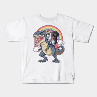 Dachshund And Unicorn Ride T-rex Funny T-shirt For Lover Kids T-Shirt